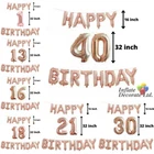 Rose Gold Happy Birthday Balloons Foil Numbers 13/16/18th/21st Age Decor Banners
