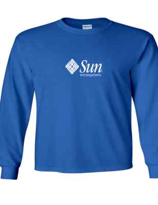 Sun Microsystems White Logo T-shirt Computer  Geek Royal Blue Long Sleeve Shirt