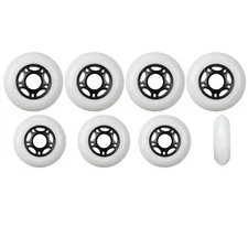 Outdoor Inline Skate Wheels 76mm / 80mm 89A White HILO SET Rollerblade Hockey