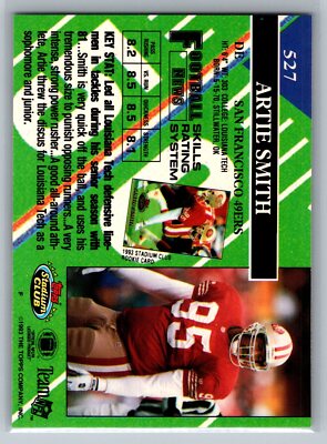 Artie Smith 1993 Stadium Club Draft Pick FOOTBALL #527 San