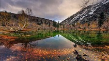 Landscape photography nature lake mountains snow clouds Custom Gaming Mat Desk