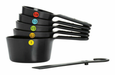 OXO Good Grips 6 Piece Black Measuring Cups Set - Plastic - Dishwasher Safe   