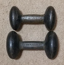 Vintage Weider 10Lb and 15Lb Bun Head Dumbbells 25Lbs Total Weight Cast Iron