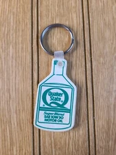 Vintage Quaker State Super Blend Motor Oil Keychain Advertising Give Away