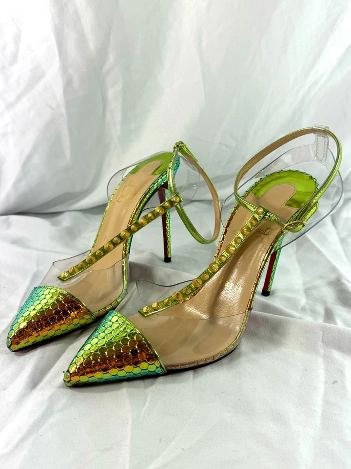 CHRISTIAN LOUBOUTIN Multicolor Nosy Spike Strass Heels Made in Italy 37.5-7.5US - Image 4 of 4