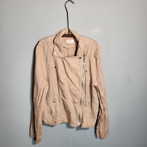 LOU & GREY 100% Linen Moto Jacket | NWOT | Soft Pink | Size XL - Picture 9 of 12