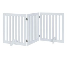 24  H Free Standing Pet Gate for Dog Cat, Wooden Gates for Doorway, Stairs, St...