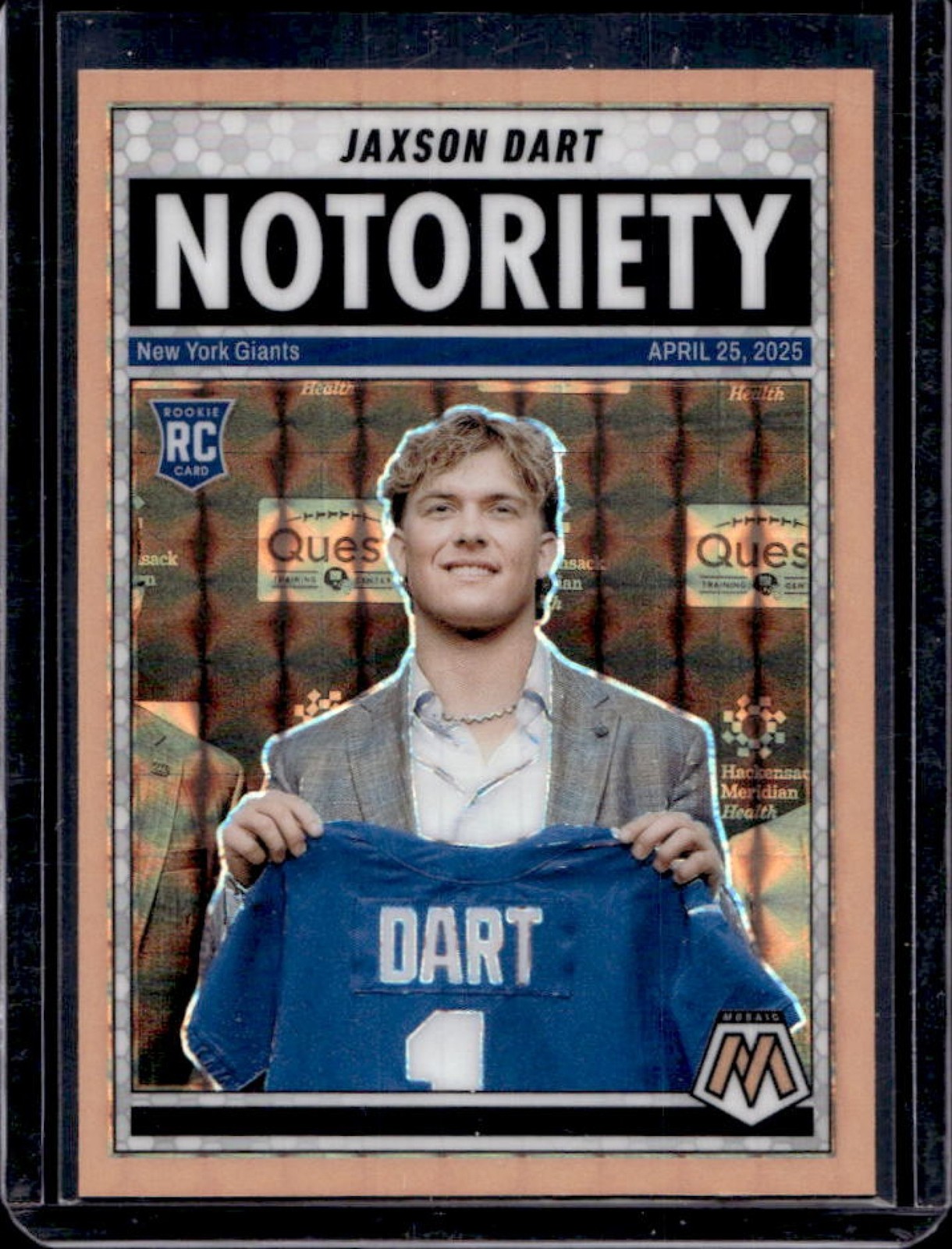 2025 Mosaic Jaxson Dart Notoriety RC Orange Fluorescent Prizm #11 Giants