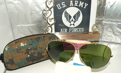 1940 RAY BAN BAUSCH-LOMB 1/10 12k GF SHOOTER BULLET HOLE SUNGLASSES BOX 52 AO RB