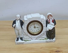Vintage 1930s Pickwick Papers Porcelain German Mechanical Mantel Clock - Working