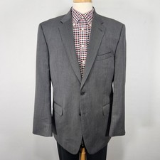 JOS A BANK Men's Sport Coat Blazer Two Button Gray Herringbone Size 43L