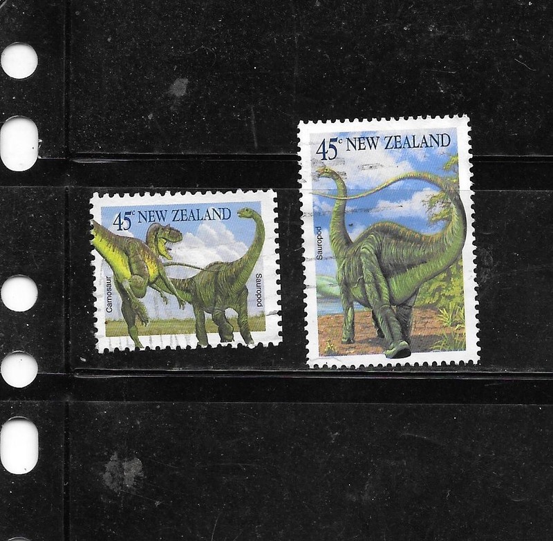 NEW ZEALAND SC#1180,1185 1995 POSTALLY USED XF DINOSAURS PICTORIAL TOPICAL SET