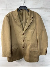 J Peterman Jacket Men 44 Tan Sport Coat 3 button Blazer Lined Travel Work Field