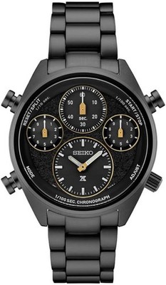 Seiko Prospex Herren Solaruhr mit schwarzem Zifferblatt und schwarzem Armband SFJ007P1