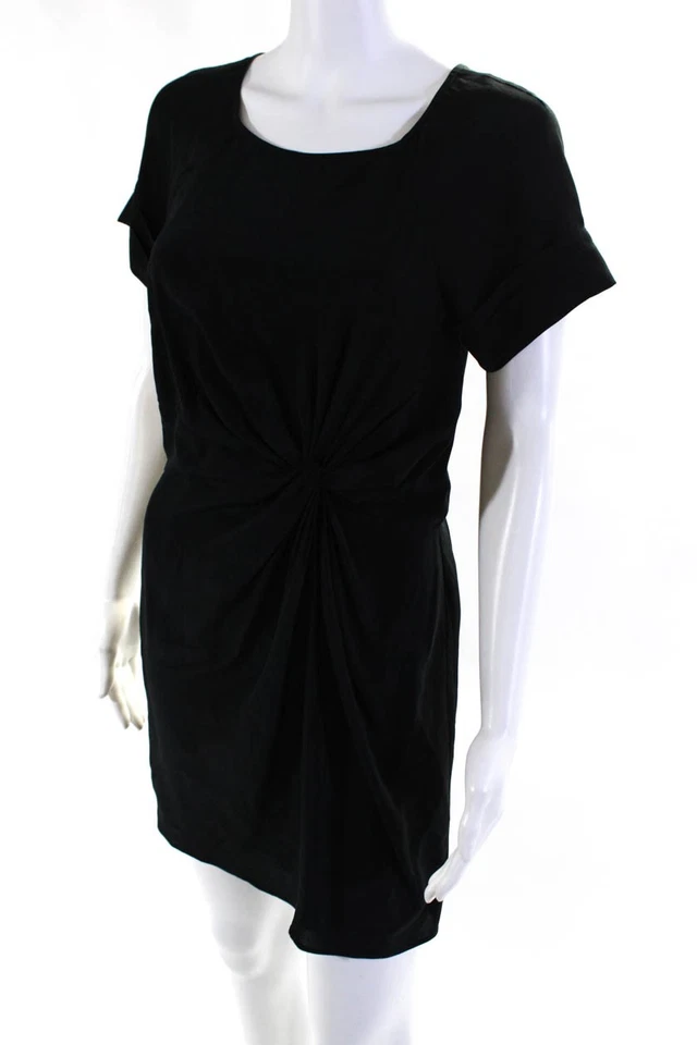 Mini Vestido Shoshanna Mujer Seda Chifón Manga Corta Cintura Anudada Negro Talla 0 Foto 2 de 4