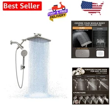 Wide Rain Shower Head with Handheld Spray - Tool-Free Adjustable Installation