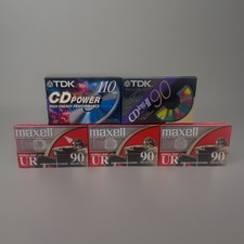 Lot Of 5 Blank Brand New Sealed 1x TDK 90 1x TDK 110 3x Maxell 90 Cassette Tapes