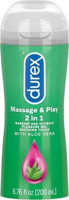 Durex Massage & Play 2 in 1 Lubricant, 6.76 Oz., Soothing Touch with Aloe Vera