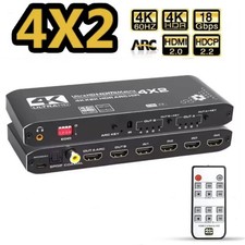 4K 60Hz HDMI 2.0 Matrix 4X2 Switch Splitter mit Toslink Optic Audio ARC HDCP2.2