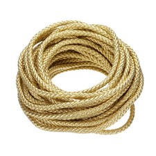 10 Yards 5mm Round Braided Leather Cord Six-Strand for Crafts Gold