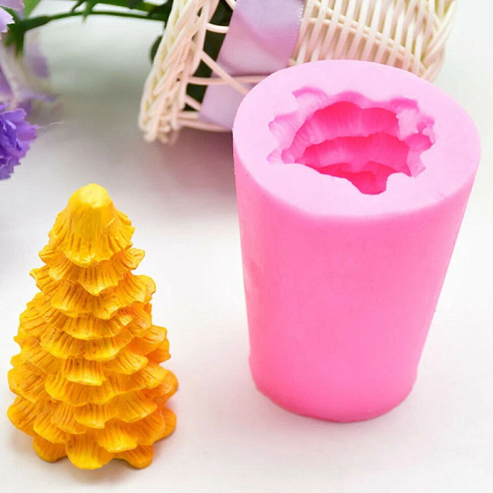 3D Christmas Tree Candle Mold Soap Mold Craft Mould Silicone Flexible DIY Tool - Image 3 of 4