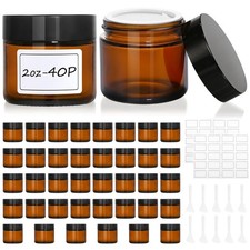 40 Pcs 2 oz Glass Jars with Lids, Amber 40 2OZ, Amber-40P