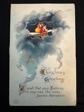 Vintage 1913 MECHANICAL Christmas Santa Claus Postcard Spinning Wheel CLAPSADDLE