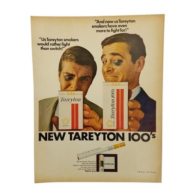 1967 Tareyton 100s Cigarettes Vintage Print Ad More To Fight For Than Switch