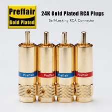 4pcs Preffair 24K Gold Plated RCA Male plug Connector For HiFi Audio Cable