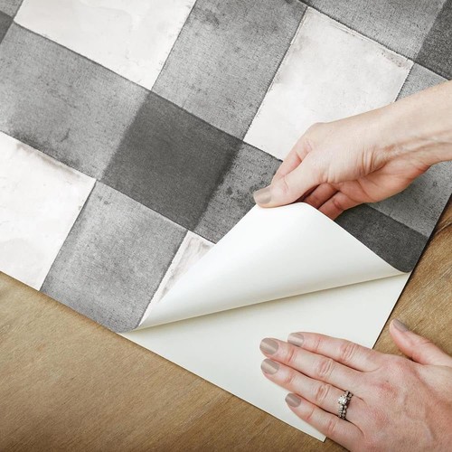 RMK11451WP Black Buffalo Plaid Peel and Stick Wallpaper, Roll - Picture 6 of 8