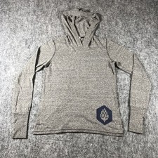 ALO Hoodie Womens Small Gray Heather V Neck Thumbhole Pullover Activewear