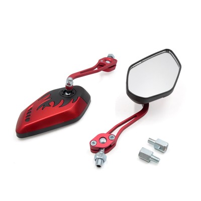 2 Rückspiegel 8mm 10mm Lenkerendenspiegel Spiegel Universal für Motorrad Rot