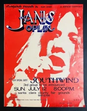 JANIS JOPLIN & STEVIE NICKS Santa Clara Ca 1970 Fillmore Concert Poster RARE!