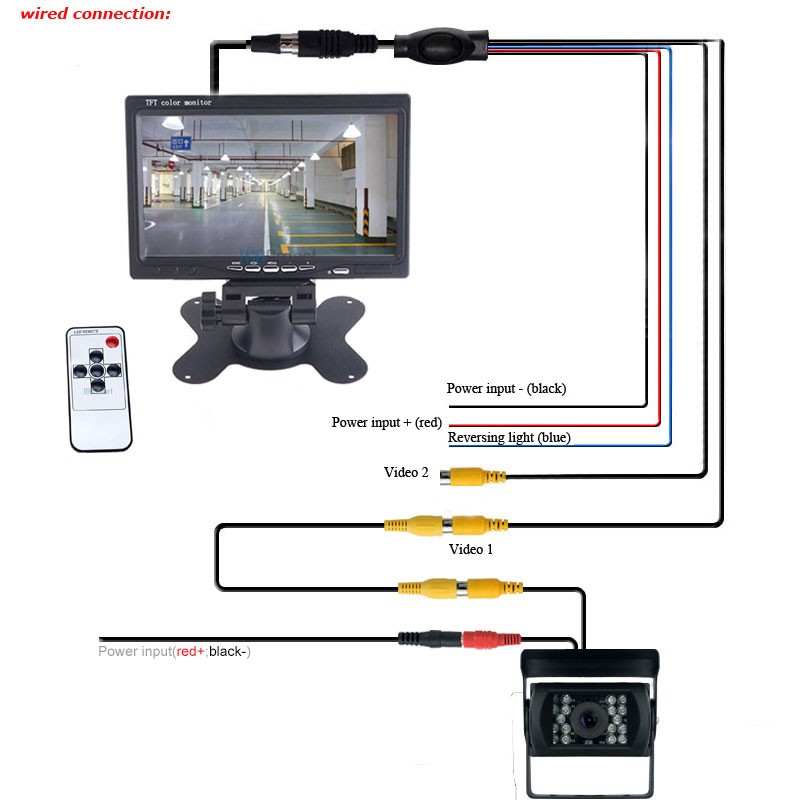 7'' Night Vision Parking Backup Camera and Monitor System for Truck Trailer RVs
