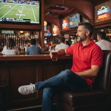 J.Lindeberg Mens Red Short Sleeve Pique Polo Shirt Bridge Logo Size L