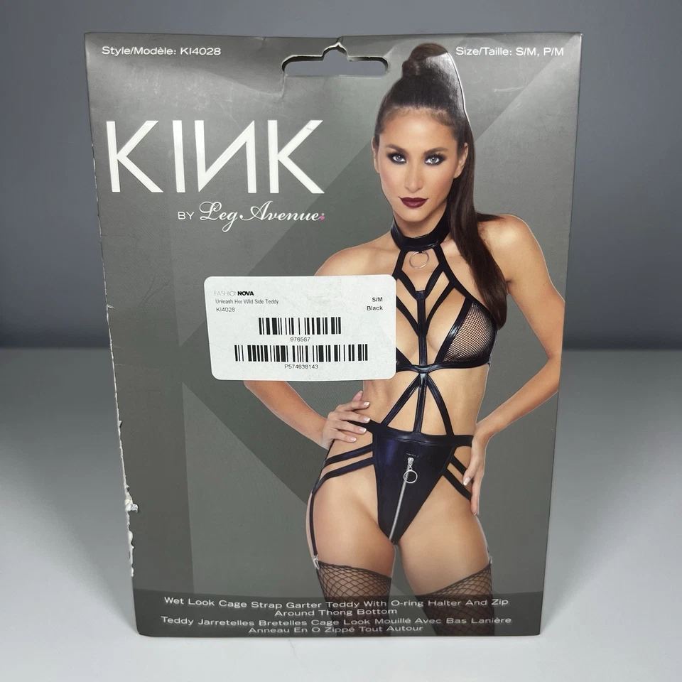 KINK By Leg Avenue BDSM Wetlook 笼带吊袜带泰迪全新! 小号 — 第 2/4 张图片