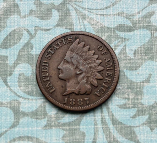 PRETTY 1887 IH penny w/ "Extra Fine" det., FULL  LIBERTY,  1 diam. in med. brown