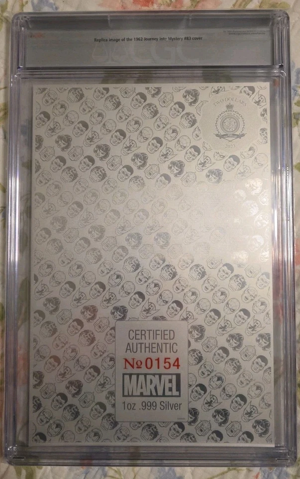 Journey into Mystery 83 1 OZ. SILVER FOIL SHEET CGC 10 plus Original Packaging  - Image 2 of 4