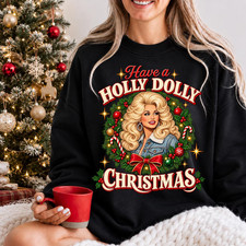 Holly Dolly Christmas Shirt, Retro Dolly Christmas Sweatshirt