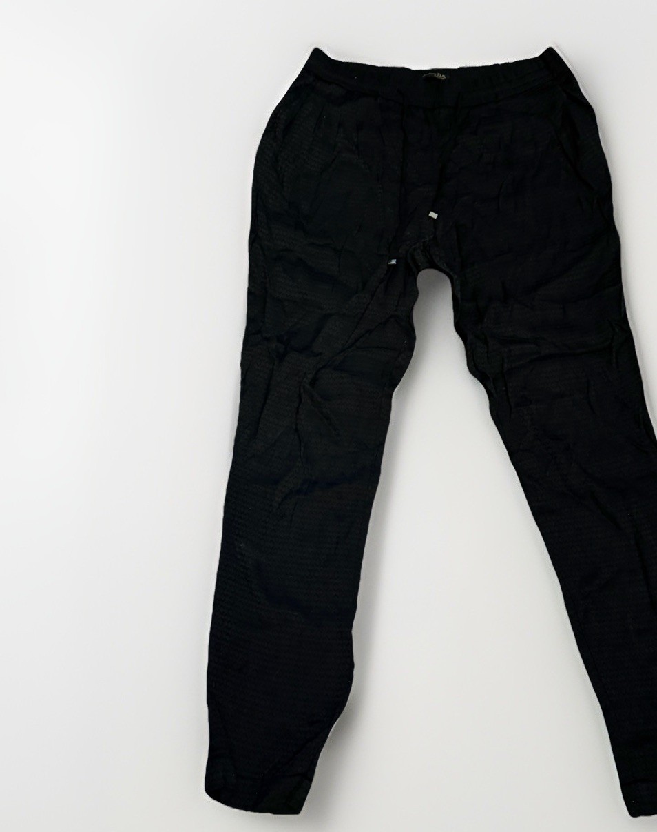 Massimo Dutti Black Textured Trouser Stretchy straight leg pants Size 4 image 4