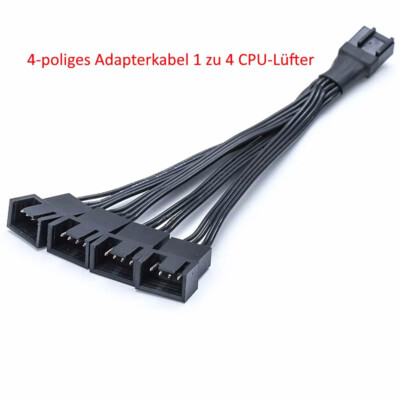   PWM-Lüfter-Splitter, 4-poliges Adapterkabel 1 zu 4 CPU-Lüfter-Splitter 1 to 4 
