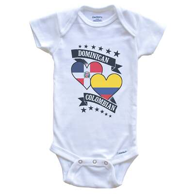 Dominican Colombian Heart Flags Dominican Republic Colombia Baby Bodysuit