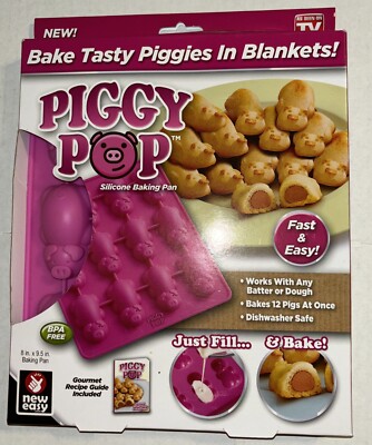PIGGY POP Silicone Baking Pan Pigs In A Blanket As Seen On TV BPA Free New Box