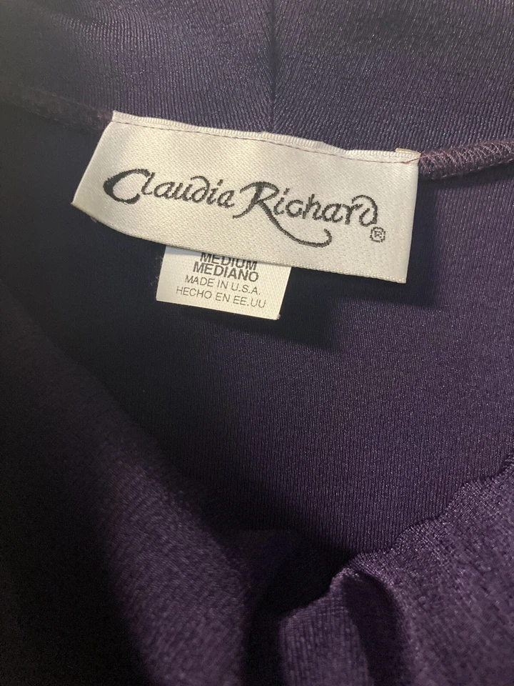 Blusa para mujer Claudia Richard púrpura oscuro manga larga talla M Foto 3 de 3