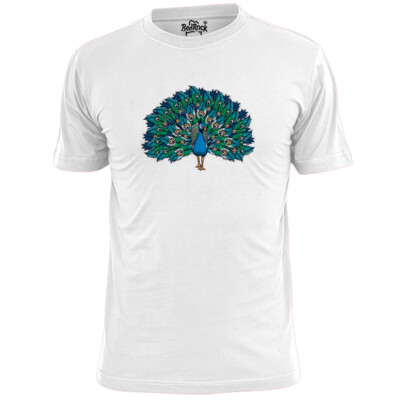 Herren T-Shirt Bunt Pfau Vogel Tierwelt Ornithologie Twitcher