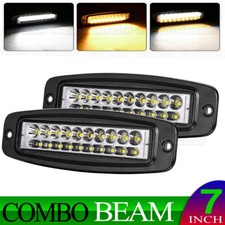 Pair 7 Flush Mount LED Pods Work Light Bar Sp...