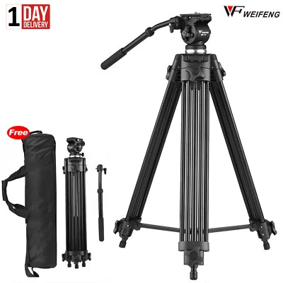 74" Pro Video Tripod System Professional Heavy Duty Camera 360° Fluid Head Metal - Image 1 of 4