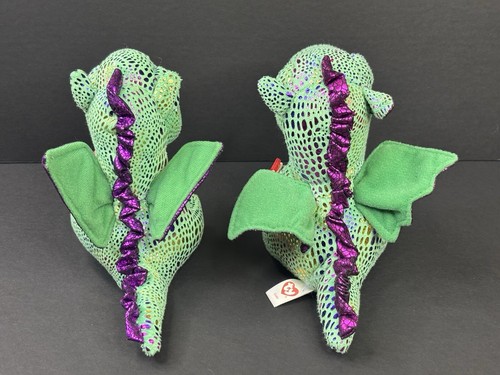 Lot Of 2 Ty Beanie Boo Cinder the Green Dragons w/Tags READ - Picture 4 of 9