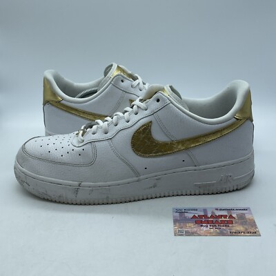 Size 12 Nike Air Force '07 LV8 Gold Foil Swoosh White Leather  (DC2181-100)