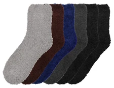 6 Pair Women Plain Warm Winter Slipper Cozy Fuzzy Stripe Slipper Socks 10-13 Lot